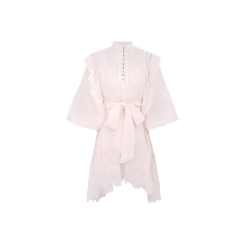 Zimmermann FW24 Длинное платье с длинными рукавами женское светло-розовое