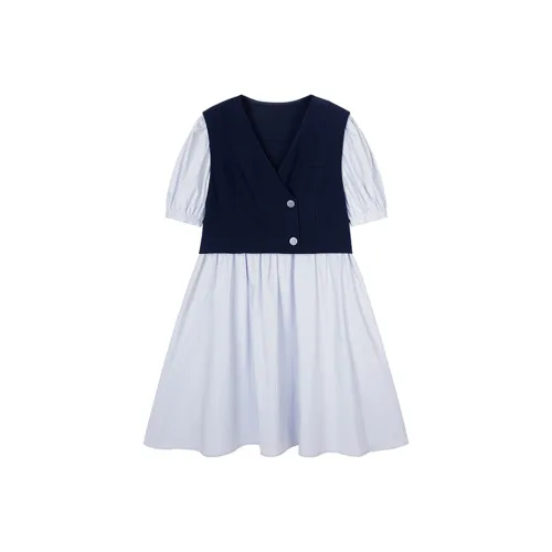 Pit Короткий рукав Платье Женское Синий