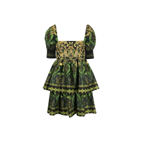 ALICE+OLIVIA Короткое платье с короткими рукавами женское зеленое