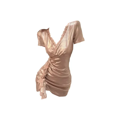 SECFLY OFFICIAL Короткий рукав Платье Женское Розовое