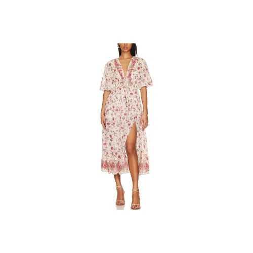 FREE PEOPLE Короткое платье с короткими рукавами женское розовое