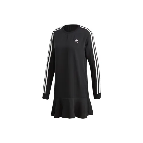 Adidas Originals Длинное платье с длинными рукавами женское черное