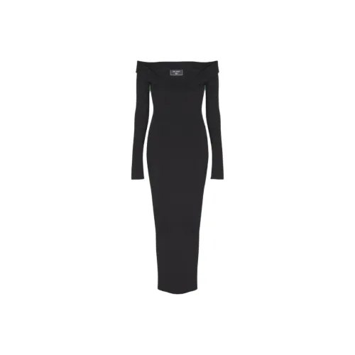 BALMAIN Длинное платье с длинными рукавами женское черное