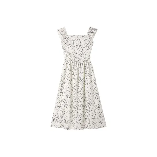 ZCDECO Короткое платье с короткими рукавами женское абрикосовый цвет в горошек