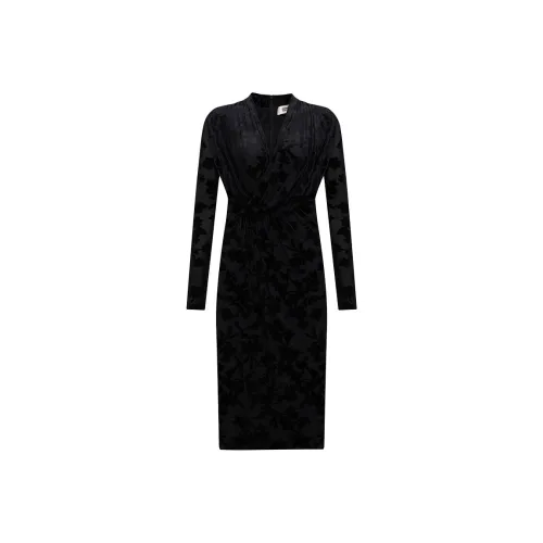 Diane von Furstenberg FW24 Длинное платье с длинными рукавами женское классическое черное