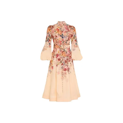 Zimmermann Многоцветные Женские Длинные Платья с Рукавами