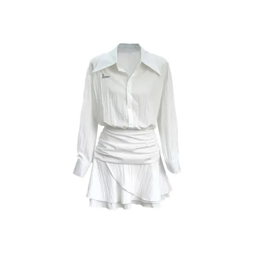 JOSR Длинное платье с длинными рукавами женское белое