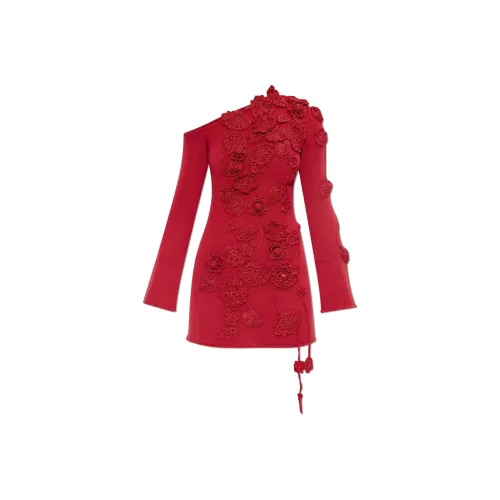 Cult Gaia Red Женские Длинные Рукава Платья
