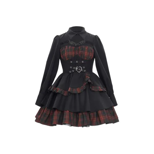 LALAJK Полнолуние Священный Остров Миллениум Горячая девушка Позиционирование стиля Ярусная юбка с Панк Contrasting Colors Женские