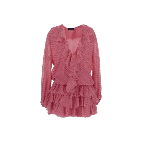 Blumarine Длинное платье с длинными рукавами женское розовое