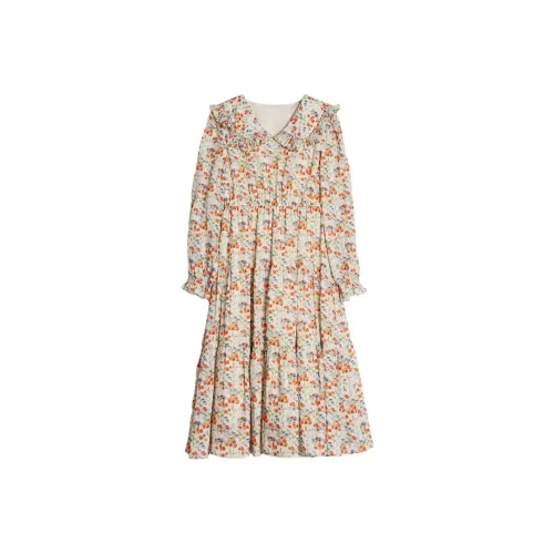 Fay Длинное платье с длинными рукавами женское бежевый