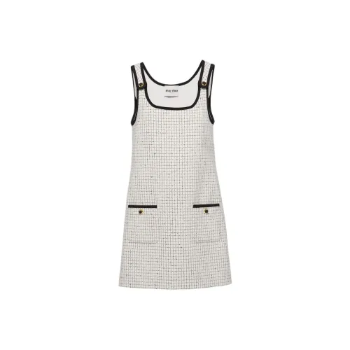 MIU MIU Check Мини Платье Slip Платье Женское Белое