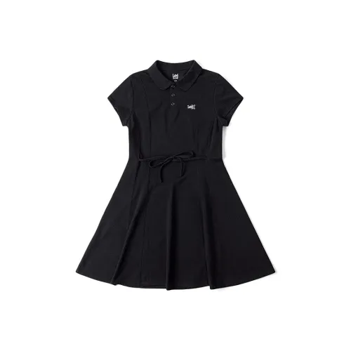 Ли совместный модель SS25 Короткий рукав Платье Женское Черное