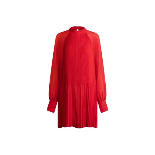 HUGO BOSS SS25 Длинное платье с длинными рукавами женское красное