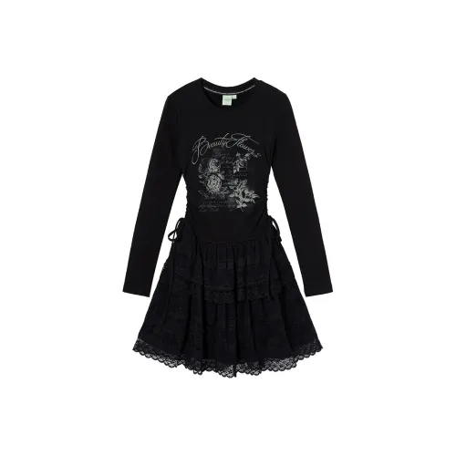 EPTISON WOMAN Длинное платье с длинными рукавами женское черное