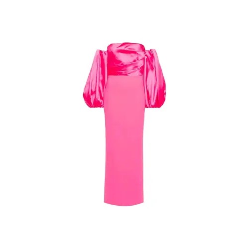 SOLACE LONDON Длинное платье с длинными рукавами женское розовое