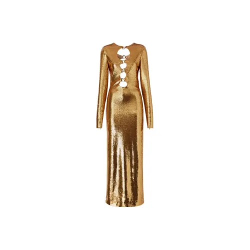 Burberry SS23 Длинное Платье с Длинными Рукавами Женское Золотое