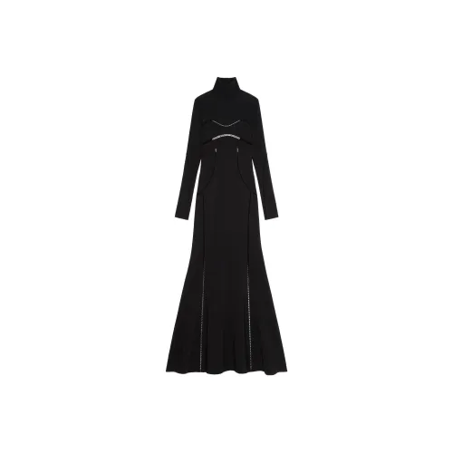 GIVENCHY SS24 Длинное платье с длинными рукавами женское черное