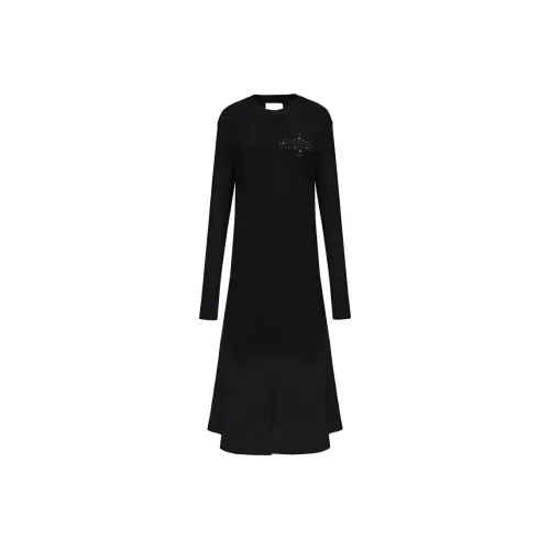 INITIAL Длинный рукав Платье Женское Черное