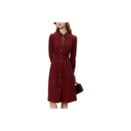 KBNE Red Женские Длинные Рукава Платья