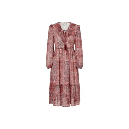 JZ Juzui Платье Женское Цветочное Ржаво-Красное
