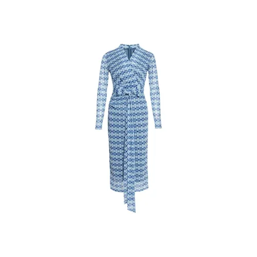 BESIONIA SS23 Длинное Платье с Длинными Рукавами Женское Синее
