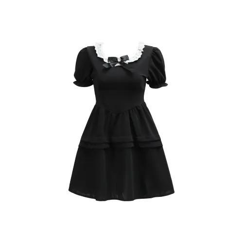 ZCDECO Короткий рукав Платье Женское Черное