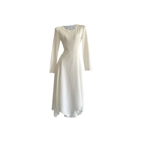 ARIADNAW STUDIO Длинное платье с длинными рукавами женское цвет экрю