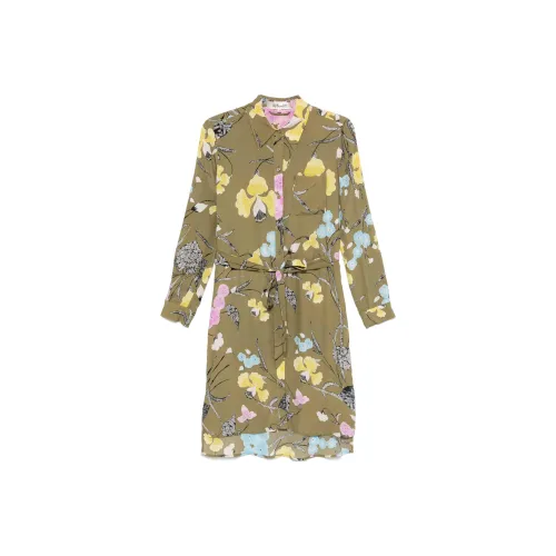 DVF Diane Von Furstenberg FW24 Длинное платье с длинными рукавами женское оливково-зеленый