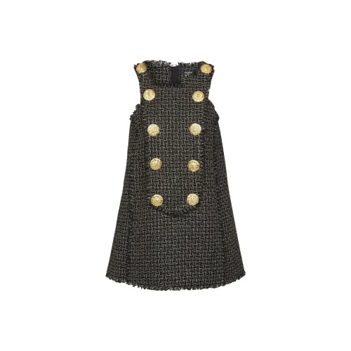 BALMAIN Черное женское платье без рукавов