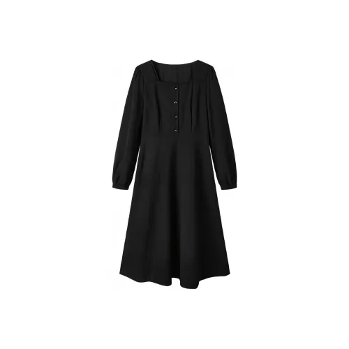 Itisf4 Длинное платье с длинными рукавами женское черное