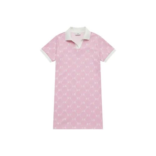 MLB MONOGRAM Коллекция New York Yankees SS25 Короткий рукав Платье Женское Фотиния Серый Розовый