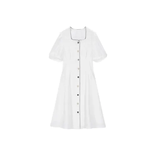 EICHITOO Короткое платье с короткими рукавами женское натуральный белый