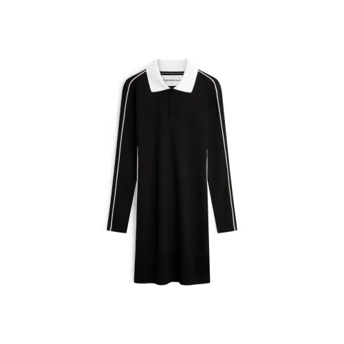 Calvin Klein SS24 Series BEH Космический черный Женские Длинные Платья с рукавами
