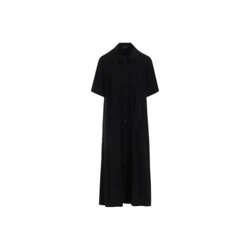 Yohji Yamamoto Черные Женские Короткие Платья с Короткими Рукавами