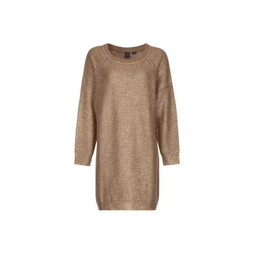 PINKO Платье Maglia Metallizzata Длинное с длинными рукавами Женское Золотое