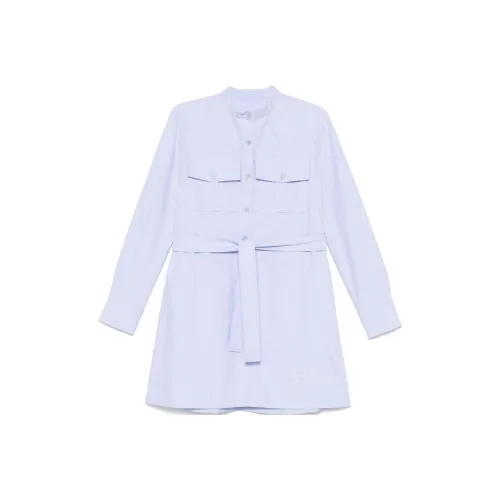 Givenchy SS25 Длинное Платье с Длинными Рукавами Женское Светло-Синий