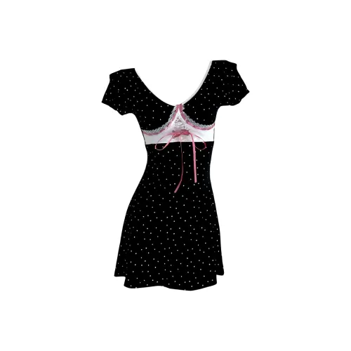 VKXOW Короткий рукав Платье Женское Черное