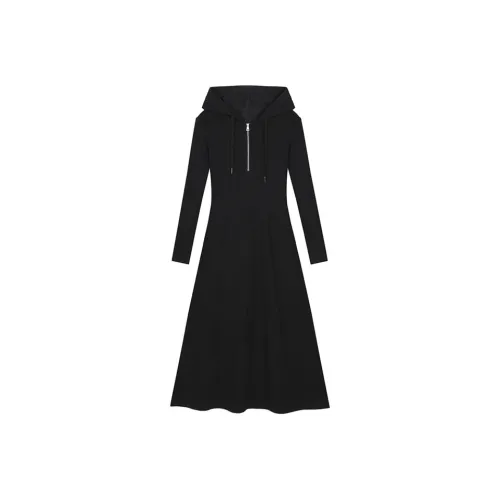 VEGA CHANG SS24 Длинное платье с длинным рукавом женское галон черный