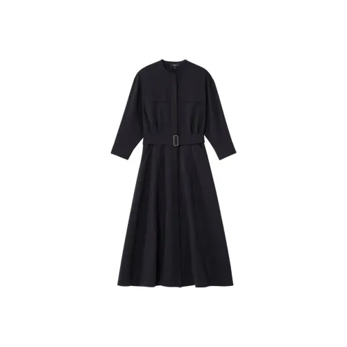 THEORY Длинное платье с длинными рукавами женское черное