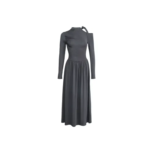EGGKA Длинное платье с длинными рукавами женское серое