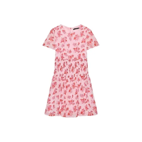 ZARA Короткий рукав Платье Женское Шоколад Коричневый