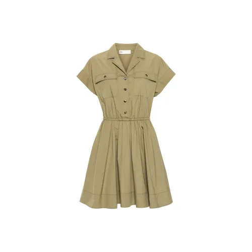 TORY BURCH Короткое платье с короткими рукавами женское зеленое