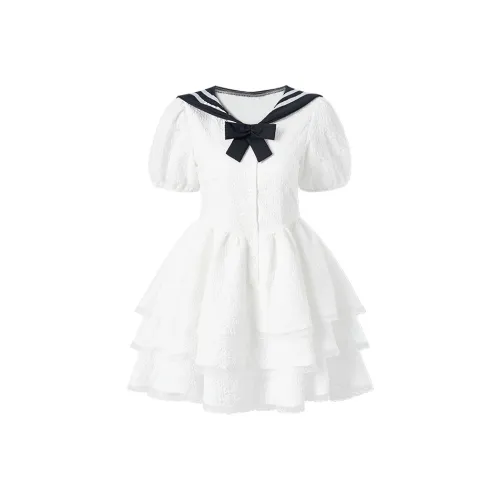 XUANSHU Короткий рукав Платье Женское Белое