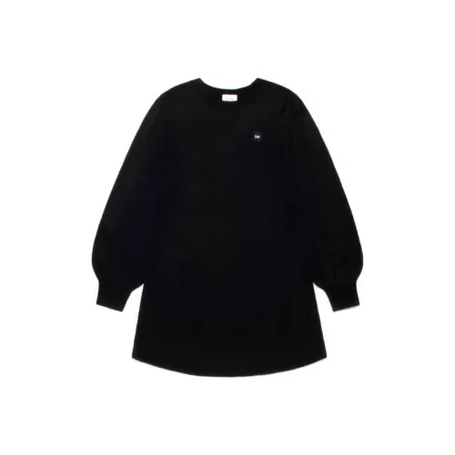 Lee Длинный рукав Платье Женское Черное