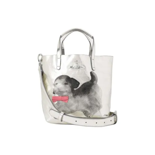 Vivienne Westwood Studio Кожа Тоут Сумка Сумка для покупок Сумка Маленькая Женская Светло-Серый