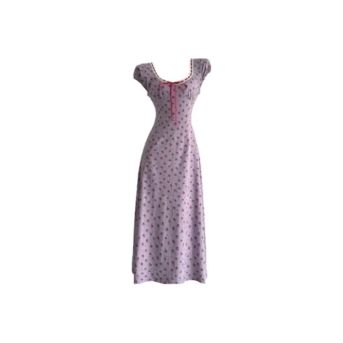 COHX Короткий рукав Платье Женское Фиолетовое