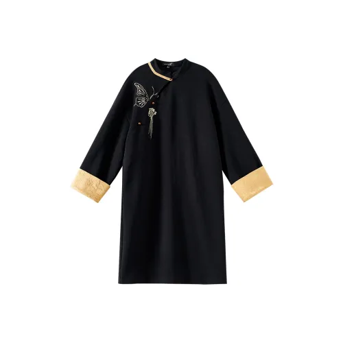 OUNIXUE Длинное платье с длинным рукавом женское