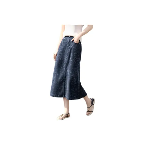 XWI Деним Длинный Юбка Женские Темно-синий деним