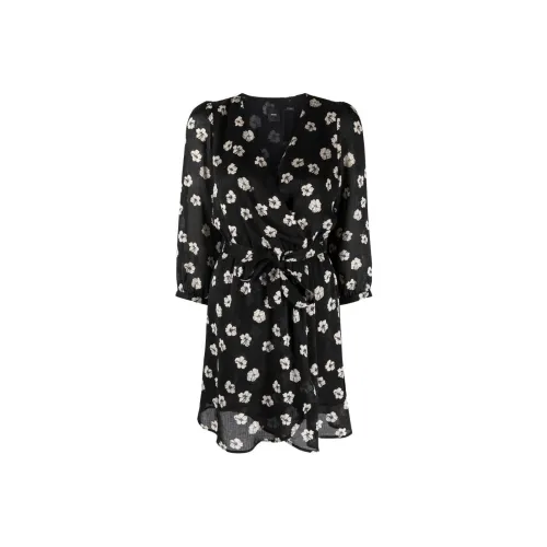 PINKO Черное Женское Длинное Платье с Рукавами